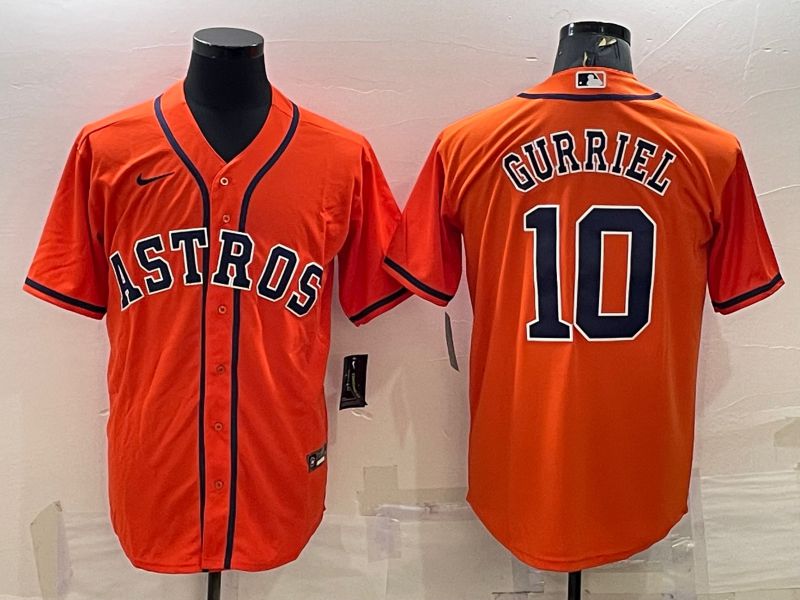 Men Houston Astros 10 Gurriel Orange Game Nike 2022 MLB Jersey1